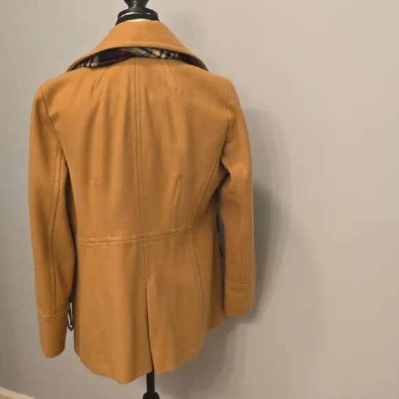 London Fog Camel Peacoat with Checkered Scarf - Picture 2 of 4